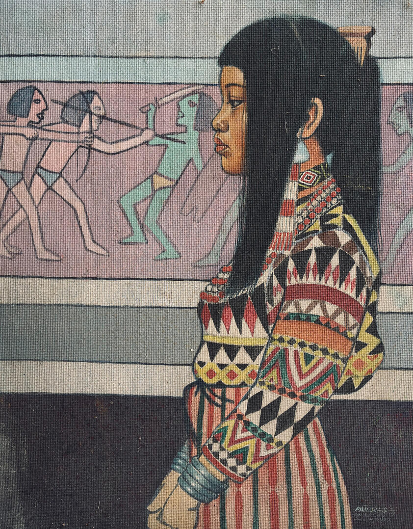 Painted in Davao, Mindanao on 1979. Acrylic on board. A girl from the T'boli tribe of Mindanao, one of the many beautiful tribes in the Philippines. The artist spent a lot of time with this tribe and his appreciation of the tribe's beauty is reflected in