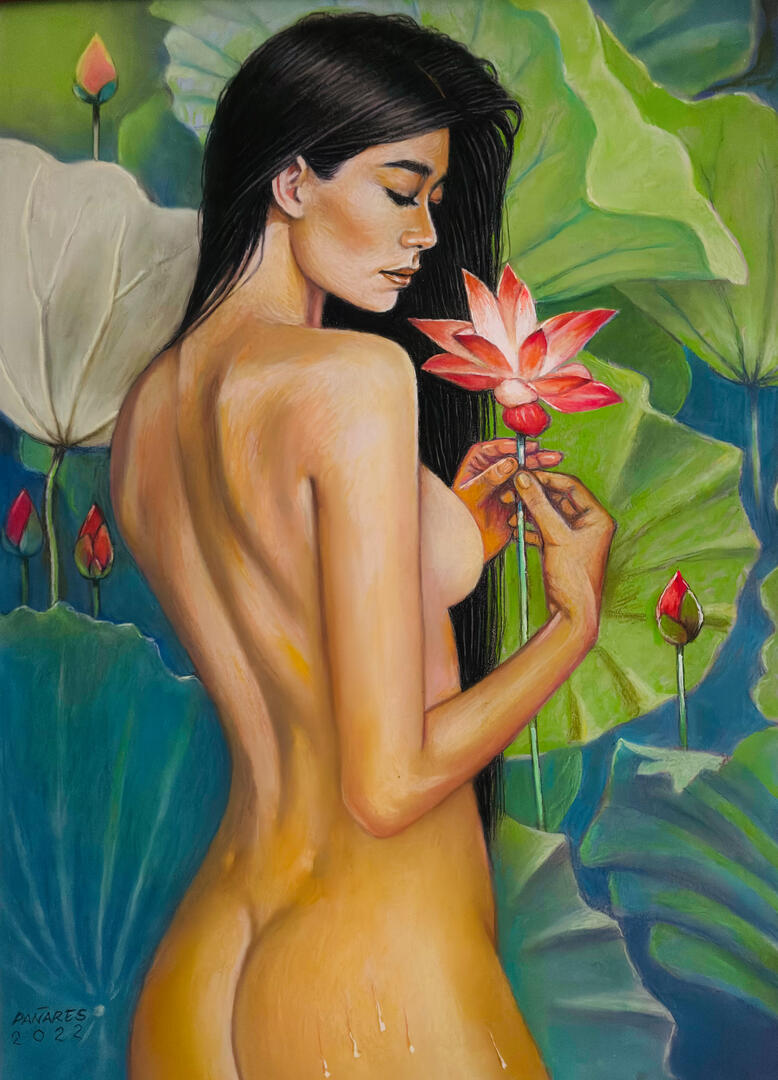 Girl in Lotus Pond